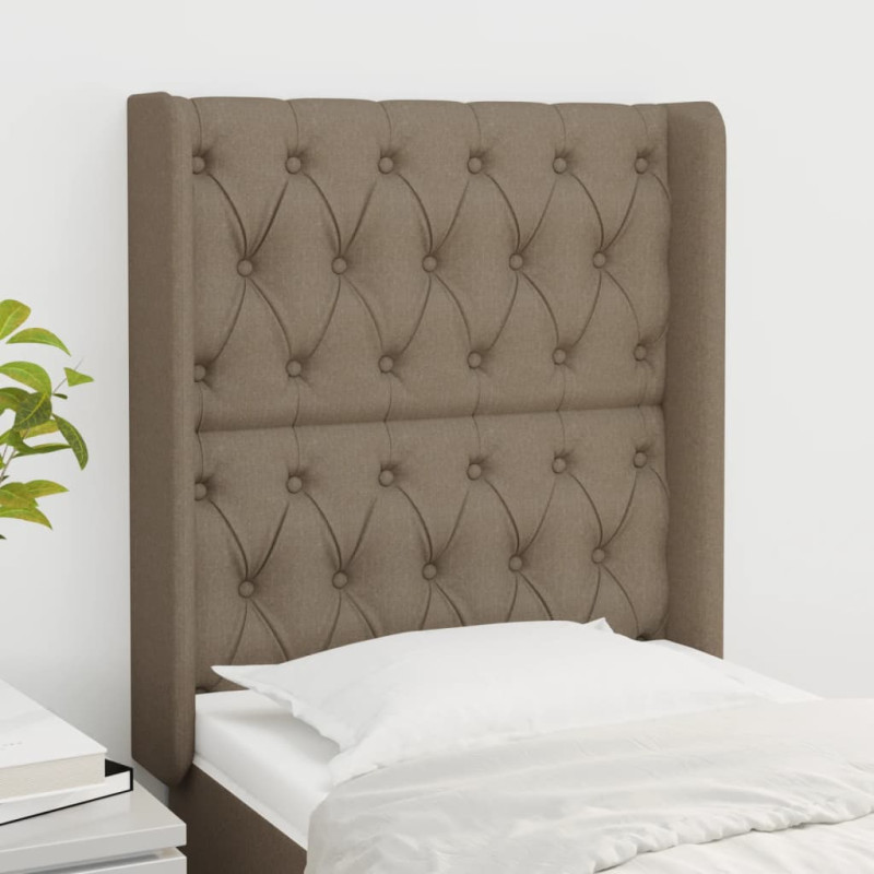 Zagłówek uszak, taupe, 83x16x118/128 cm, tkanina