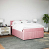 Łóżko kontynentalne z materacem, różowe, 140x200 cm, aksamit
