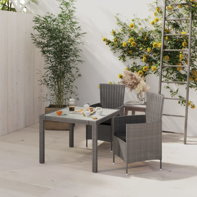 3-częściowy zestaw mebli ogrodowych + poduszki, rattan PE szary