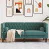 Sofa Chesterfield z wałkami, dwuosobowa, ciemnozielona, aksamit