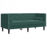 Sofa Chesterfield z wałkami, dwuosobowa, ciemnozielona, aksamit