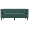 Sofa Chesterfield z wałkami, dwuosobowa, ciemnozielona, aksamit