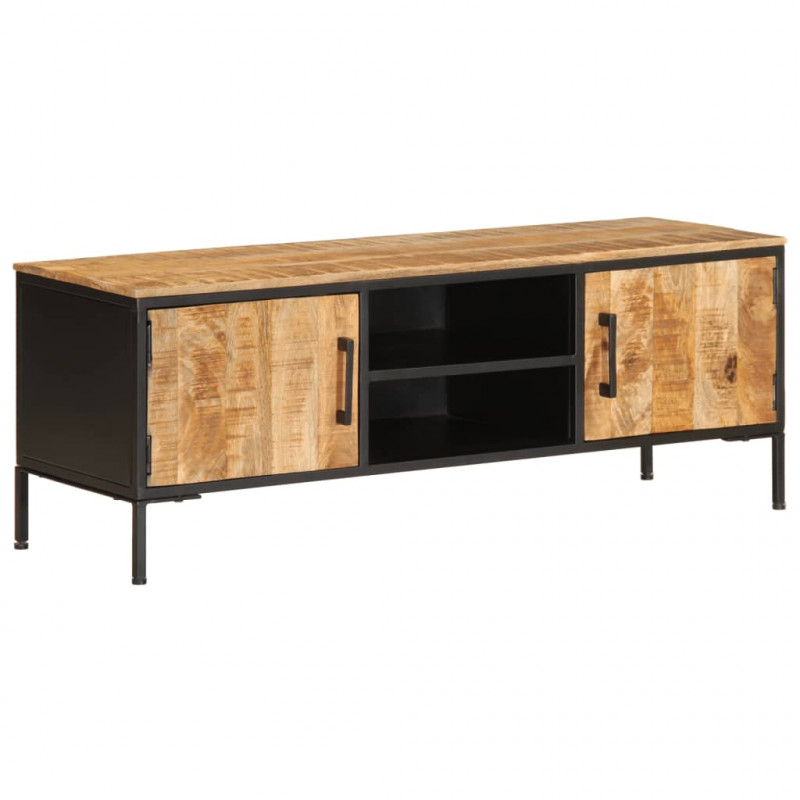 Szafka pod TV, 110x35x40 cm, surowe lite drewno mango