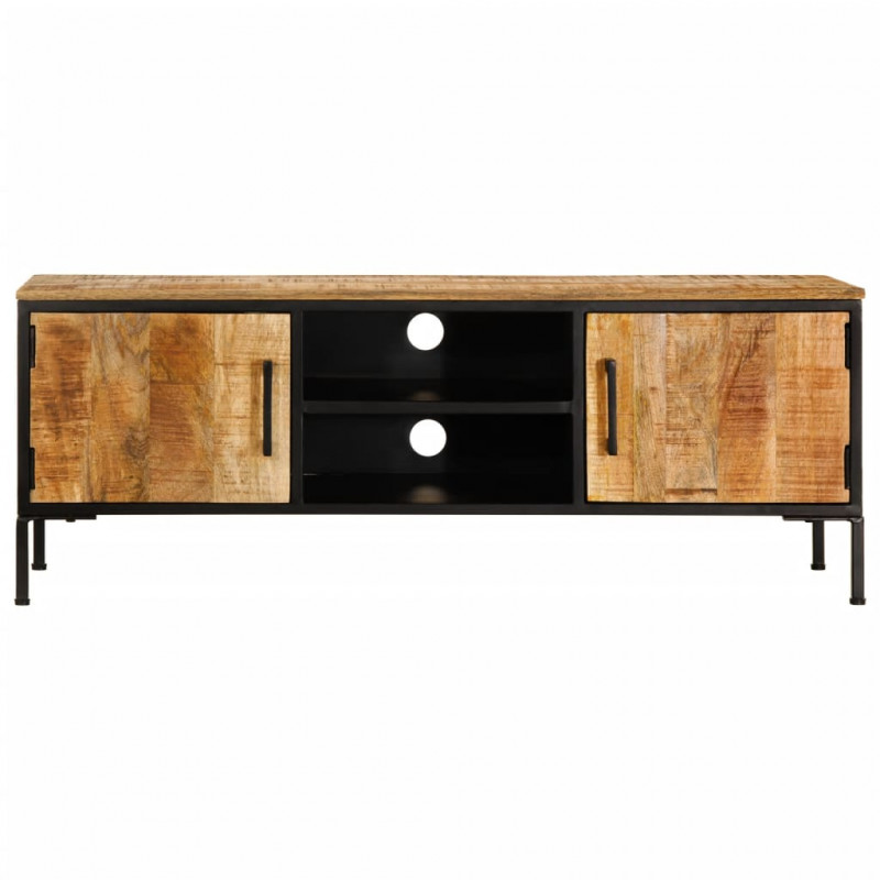 Szafka pod TV, 110x35x40 cm, surowe lite drewno mango