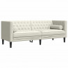 Sofa Chesterfield z wałkami, trzyosobowa, kremowa, aksamit