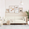Sofa Chesterfield z wałkami, trzyosobowa, kremowa, aksamit