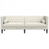 Sofa Chesterfield z wałkami, trzyosobowa, kremowa, aksamit