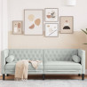 Sofa Chesterfield z wałkami, trzyosobowa, jasnoszara, aksamit
