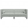 Sofa Chesterfield z wałkami, trzyosobowa, jasnoszara, aksamit