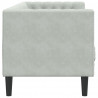 Sofa Chesterfield z wałkami, trzyosobowa, jasnoszara, aksamit