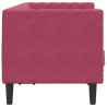 Sofa Chesterfield z wałkami, dwuosobowa, bordowa, aksamit