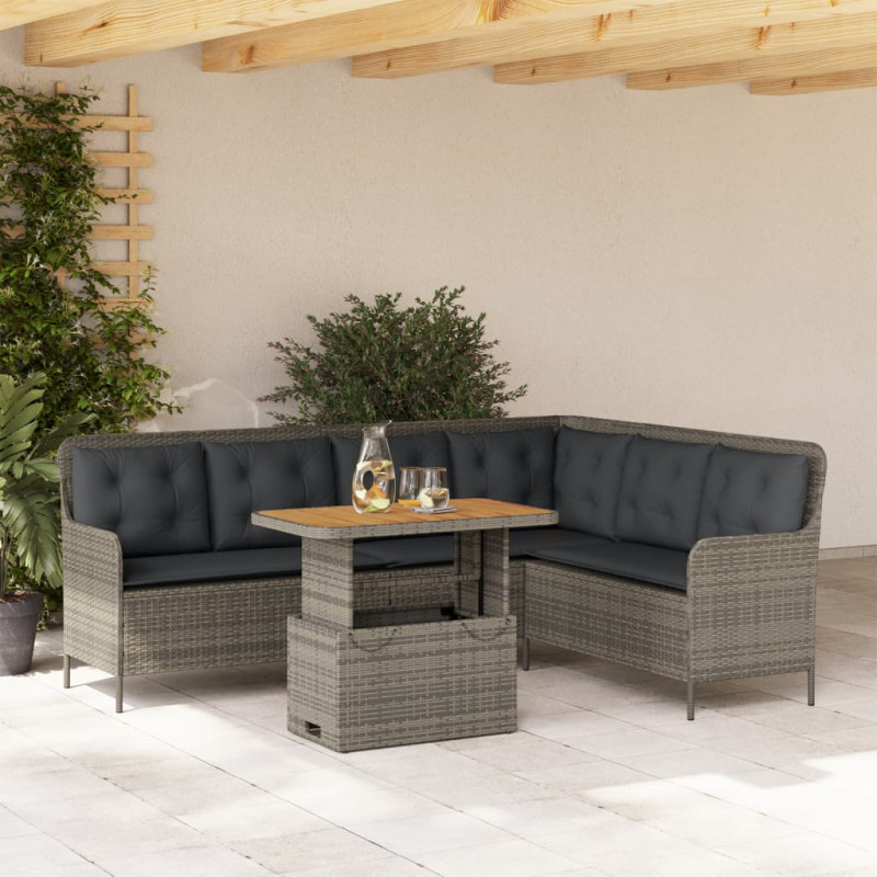 2-częściowa sofa ogrodowa z poduszkami, szara, polirattan