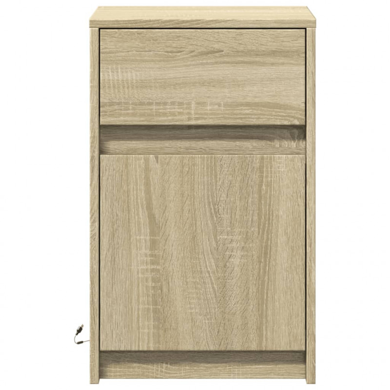 Szafki nocne z LED, 2 szt., dąb sonoma, materiał drewnopochodny