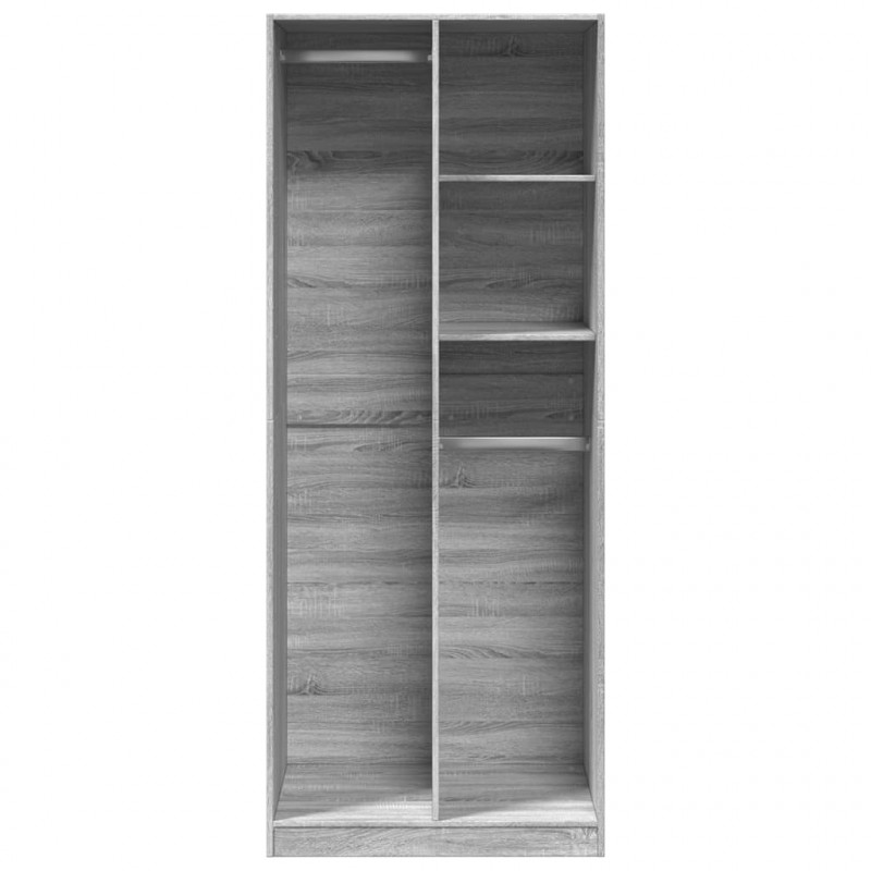 Szafa, szary dąb sonoma, 80x50x200 cm, materiał drewnopochodny