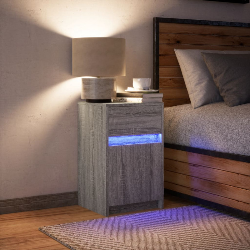 Szafka nocna z LED, szary dąb sonoma, materiał drewnopochodny