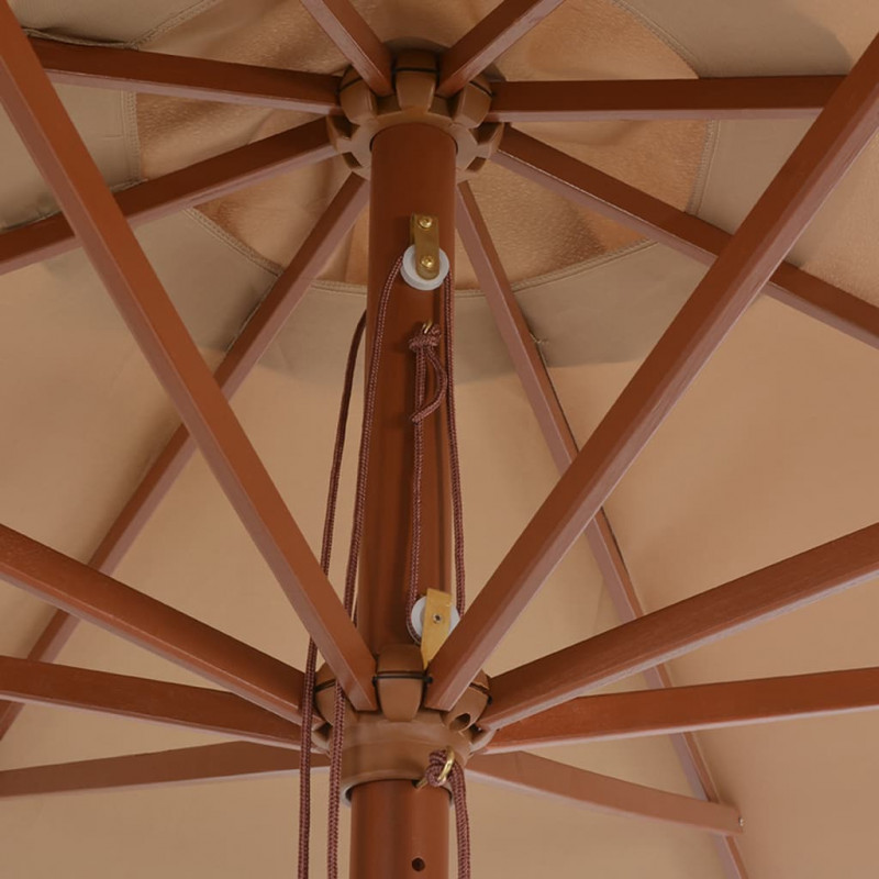 Parasol ogrodowy na drewnianym słupku, 350 cm, taupe