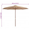 Parasol ogrodowy na drewnianym słupku, 350 cm, taupe