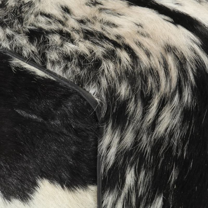 Ławka czarno-biała, 110x30x45 cm, naturalna kozia skóra