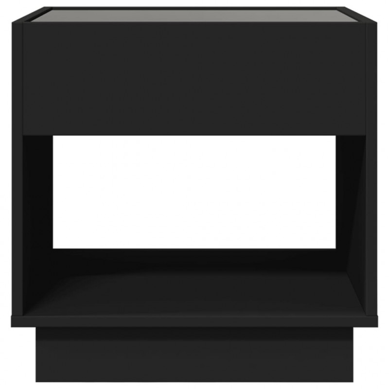 Stolik nocny z LED Infinity, czarny, 50x50x50 cm