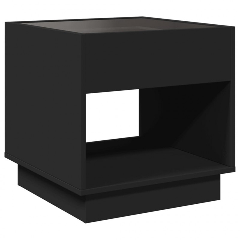 Stolik nocny z LED Infinity, czarny, 50x50x50 cm