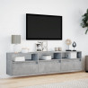Ścienna szafka pod TV, z LED, szarość betonu, 180x31x45 cm