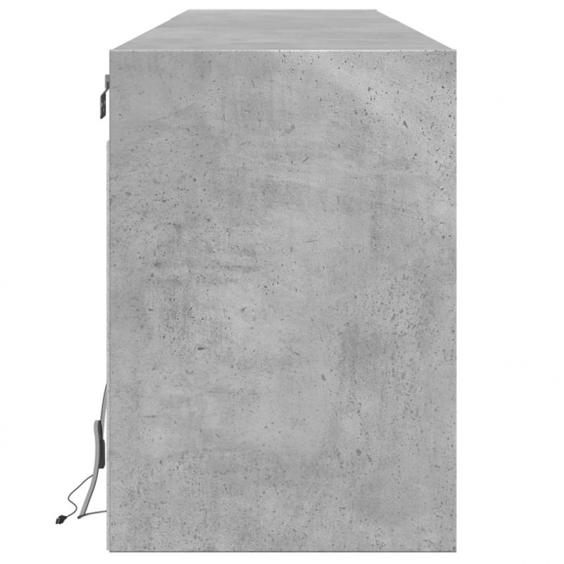 Ścienna szafka pod TV, z LED, szarość betonu, 180x31x45 cm