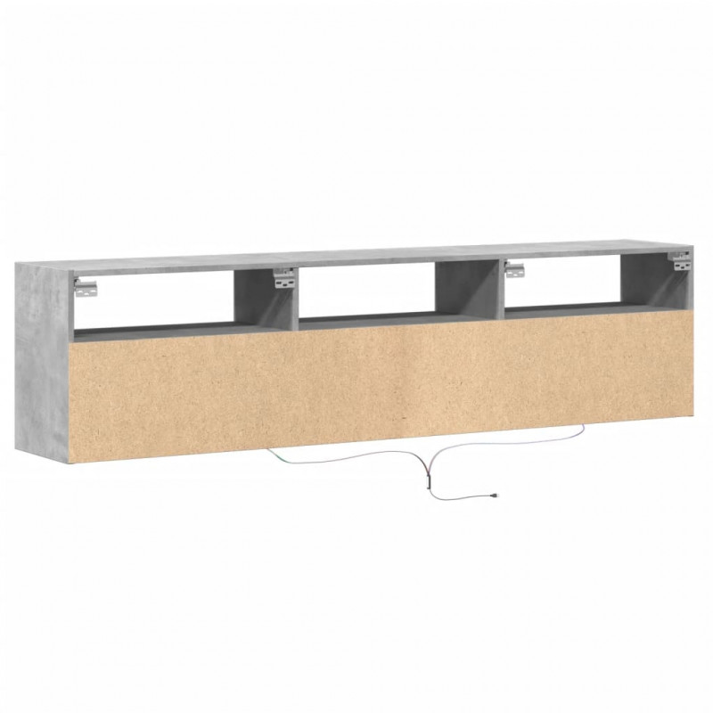 Ścienna szafka pod TV, z LED, szarość betonu, 180x31x45 cm
