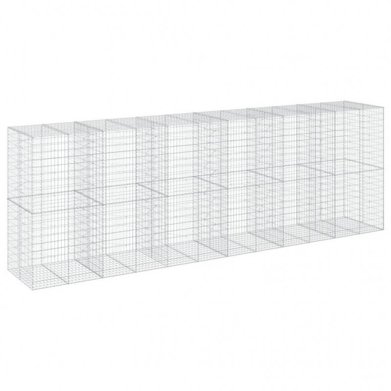 Kosz gabionowy z pokrywą, 600x100x200 cm, galwanizowane żelazo