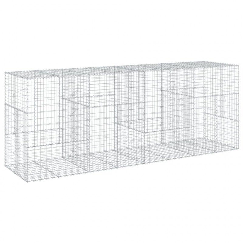 Kosz gabionowy z pokrywą, 400x100x150 cm, galwanizowane żelazo