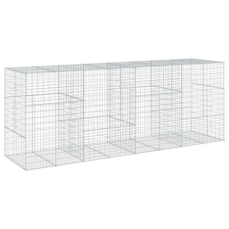 Kosz gabionowy z pokrywą, 400x100x150 cm, galwanizowane żelazo