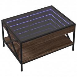 Stolik kawowy z LED Infinity, brązowy dąb, 70x50x38 cm