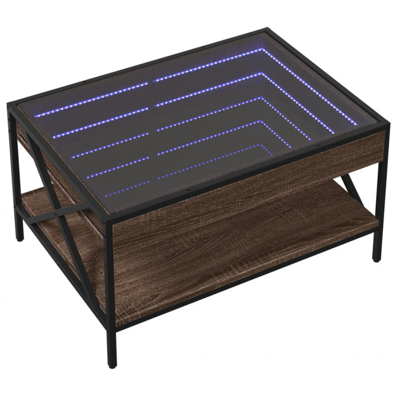 Stolik kawowy z LED Infinity, brązowy dąb, 70x50x38 cm