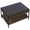 Stolik kawowy z LED Infinity, brązowy dąb, 70x50x38 cm