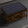 Stolik kawowy z LED Infinity, przydymiony dąb, 70x50x38 cm