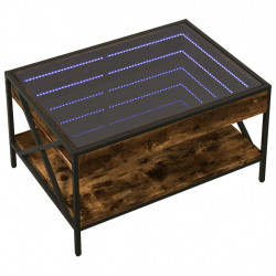 Stolik kawowy z LED Infinity, przydymiony dąb, 70x50x38 cm