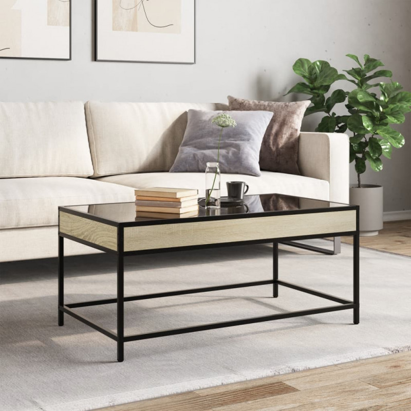 Stolik kawowy z LED Infinity, dąb sonoma, 90x50x41 cm