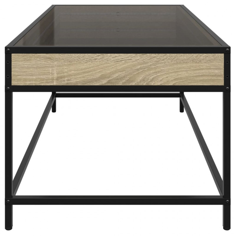 Stolik kawowy z LED Infinity, dąb sonoma, 90x50x41 cm