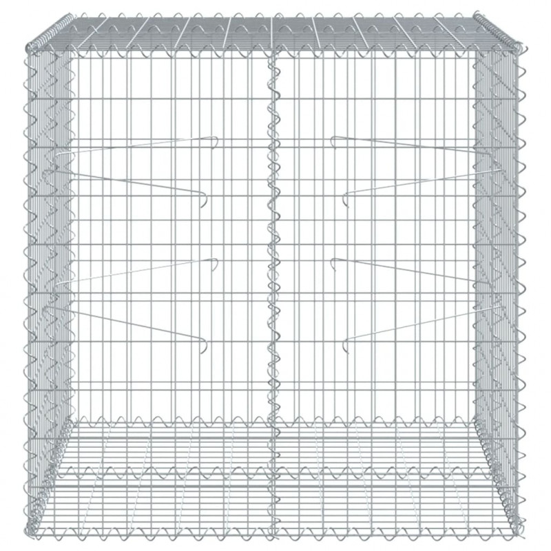 Kosz gabionowy z pokrywą, 100x100x100 cm, galwanizowane żelazo