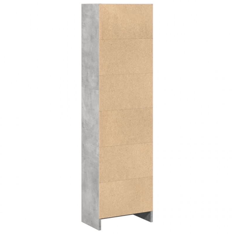 Regał, szarość betonu, 40x24x143 cm, materiał drewnopochodny