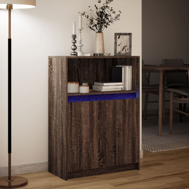 Szafka z LED, brązowy dąb, 72x34x100 cm