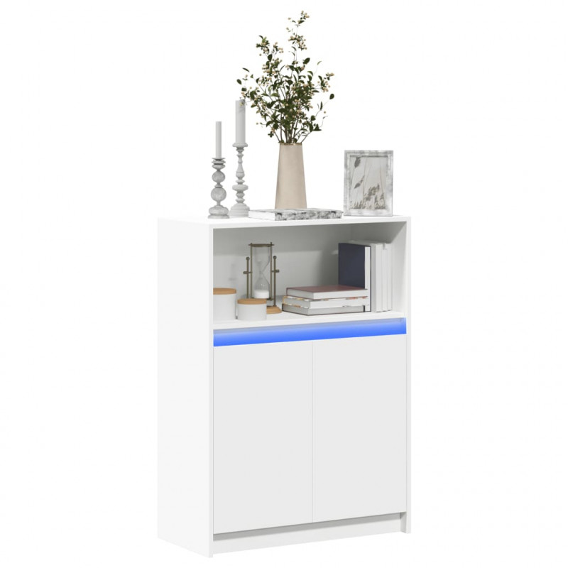 Szafka z LED, biała, 72x34x100 cm, materiał drewnopochodny