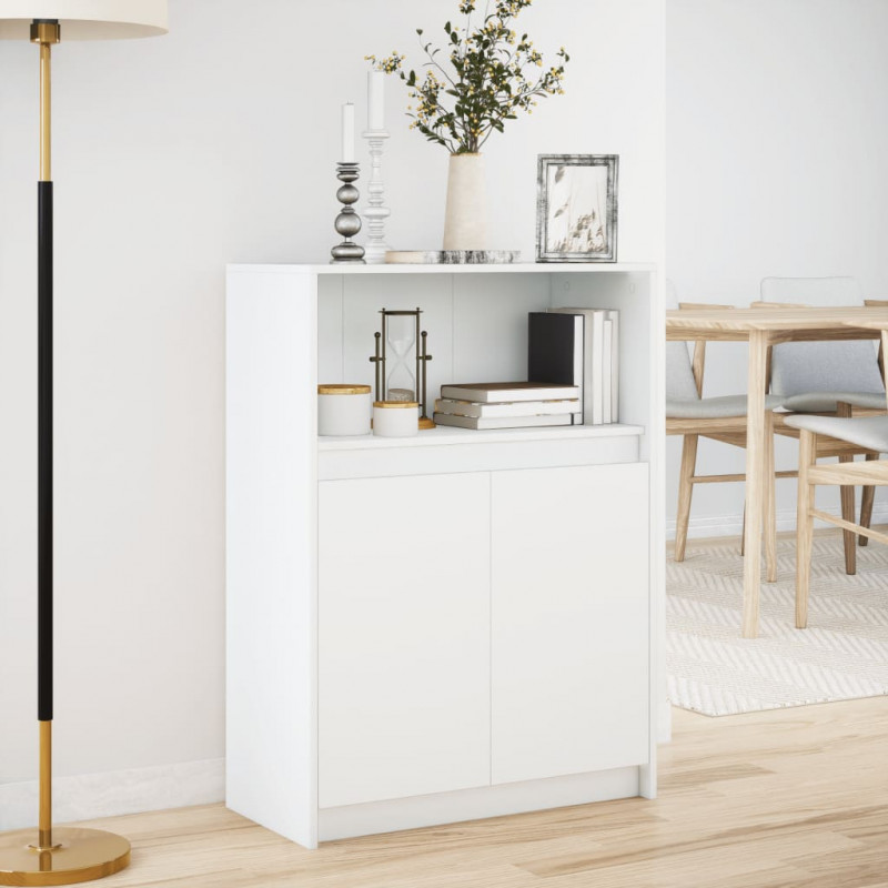 Szafka z LED, biała, 72x34x100 cm, materiał drewnopochodny