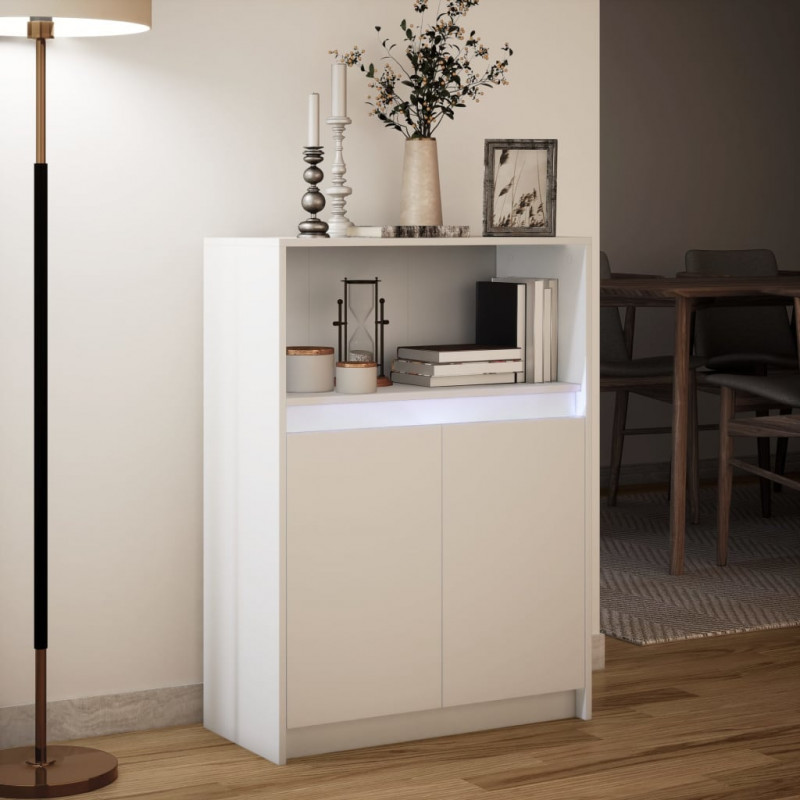 Szafka z LED, biała, 72x34x100 cm, materiał drewnopochodny