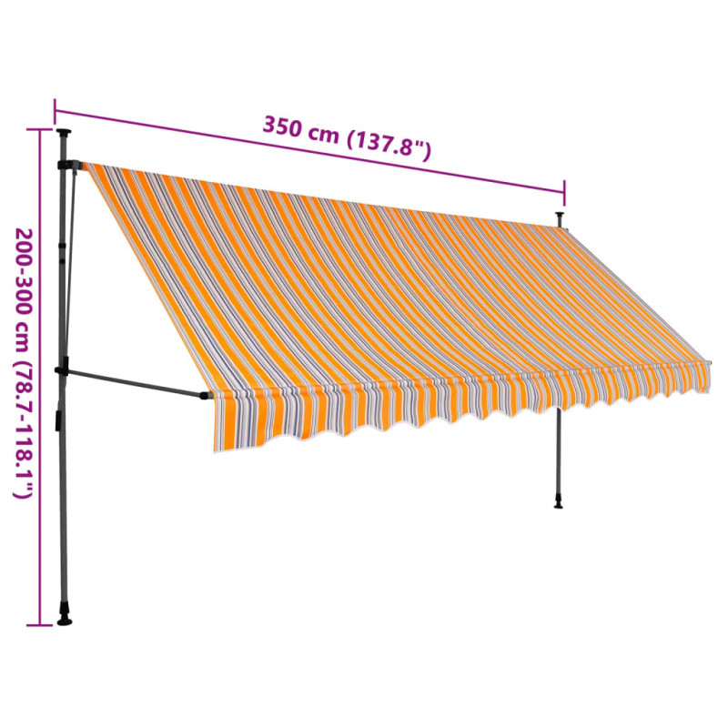 Ręcznie zwijana markiza z LED, 350 cm, żółto-niebieska