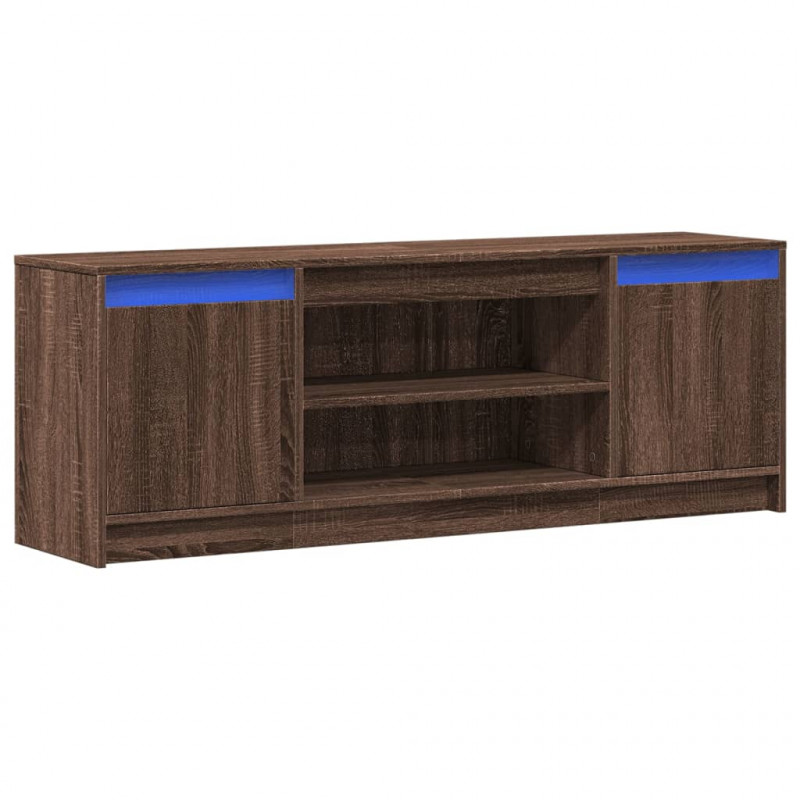 Szafka pod TV z LED, brązowy dąb, 139,5x34x50 cm