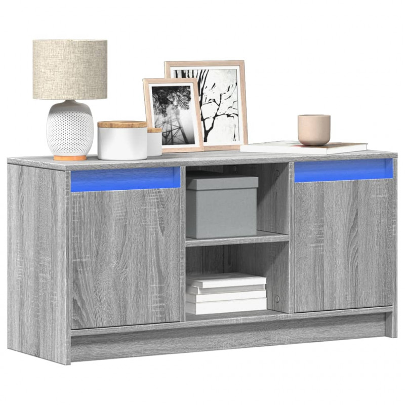Szafka pod TV z LED, szary dąb sonoma, 100x34x50 cm