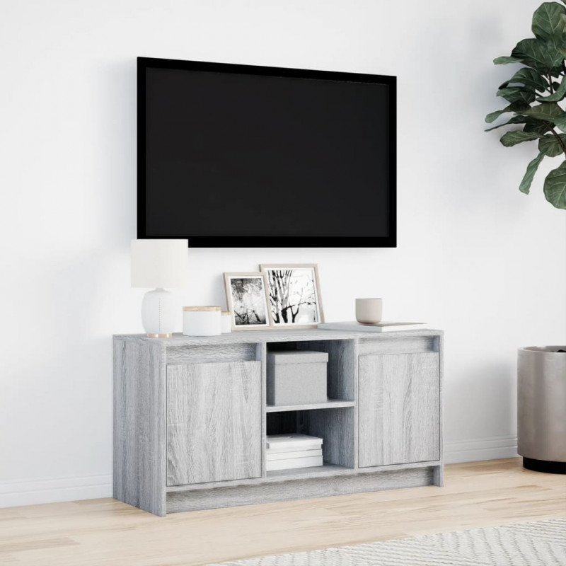 Szafka pod TV z LED, szary dąb sonoma, 100x34x50 cm