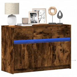 Szafka TV z LED, przydymiony dąb, 91x34x61 cm