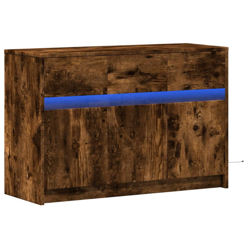 Szafka TV z LED, przydymiony dąb, 91x34x61 cm