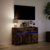 Szafka TV z LED, przydymiony dąb, 91x34x61 cm